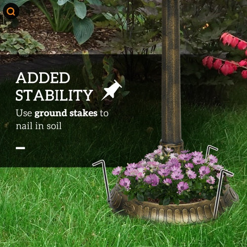 Outsunny 32 Antique Bird Bath With Pedestal Flower Planter Base