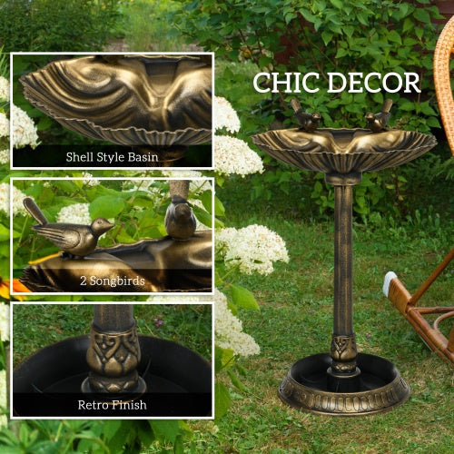 Outsunny 32 Antique Bird Bath With Pedestal Flower Planter Base