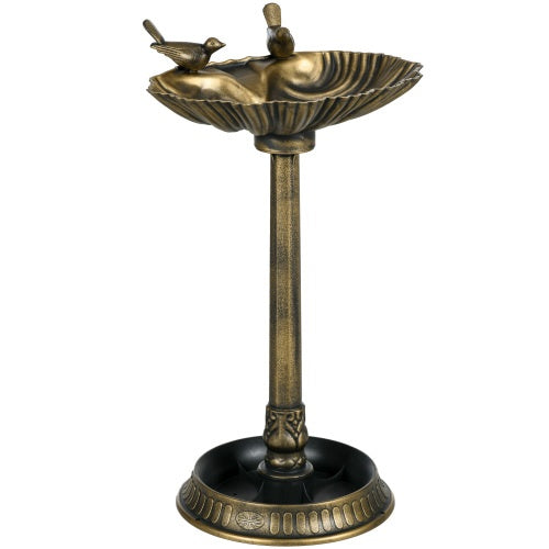 Outsunny 32 Antique Bird Bath With Pedestal Flower Planter Base