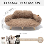 MEWOOFUN Elevated Cat Bed With Washable Cover - 26x18.3x8.5 Inch Wooden Pet Sofa For Cats & Small Medium Dogs, Modern Pet Furniture Brown